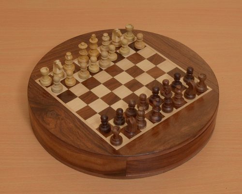 Large 14X14" Chess Set Storage Wooden Hand Carved NO HINGE Magnetic Opening 